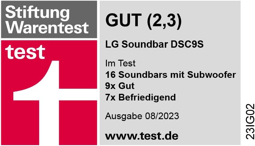 LG DSC9S 3.1.3 Soundbar (400W) mit kabellosem Subwoofer (Dolby Atmos, HDMI, Bluetooth), Schwarz [Mod