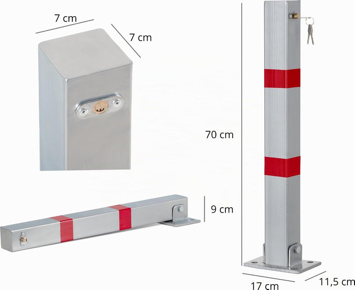Stagecaptain PPP-70 SR Parkpfosten - Stabile Parkplatzsperre aus Stahl - Galvanisiert und pulverbesc