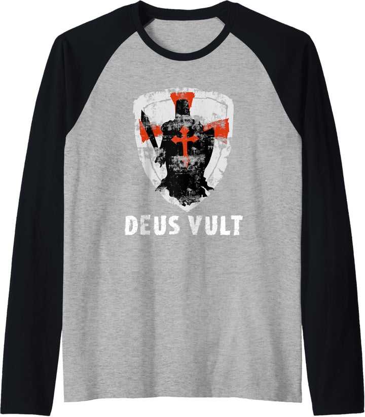 Deus Vult Gott Will Es Kreuz Templer Schild Mittelalter Raglan