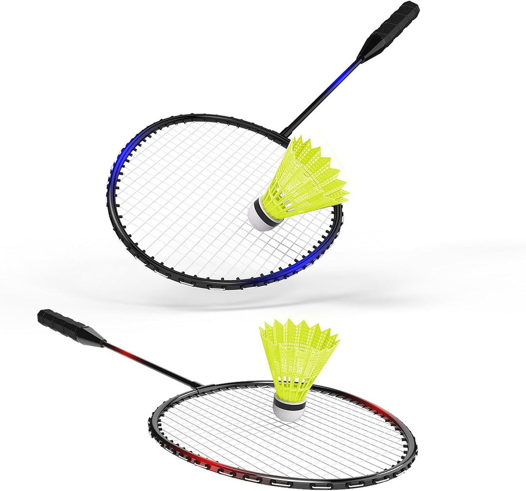 KH Federball Set Badminton Schläger Set of 2 oder 4 für Erwachsene Kinder, Schläger, Federbälle und