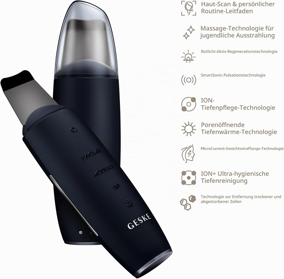 GESKE | SmartAppGuided™ MicroCurrent Skin Scrubber &amp; Blackhead Remover | 9 in 1 | Skincare Tools | F
