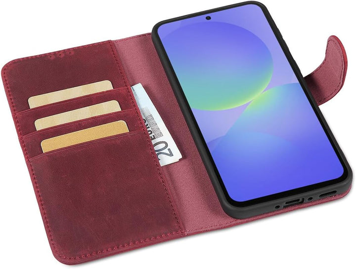 LENSUN Lederhülle für Samsung Galaxy A36, Echtleder Hülle [Echtes Leder][Wallet-Fach][Stand-Funktion