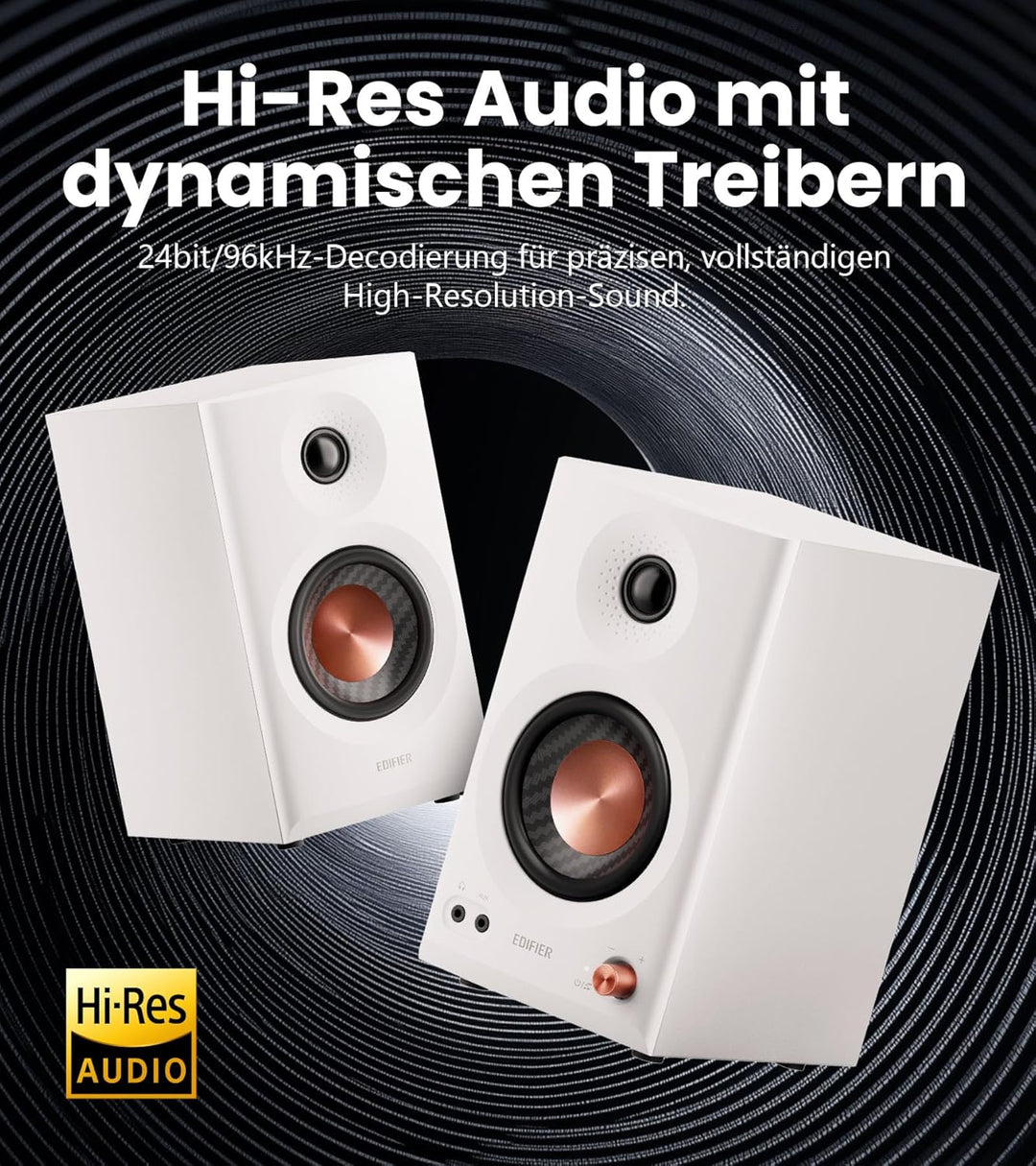 Edifier MR3 Kompakter Studio-Lautsprecher 2.0, Hi-Res Audio, Bluetooth V5.4, physikalische Steuerung