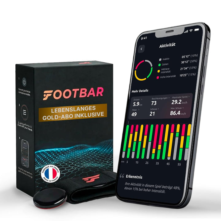 Footbar Meteor Aktivitätstracker für Fussball, Tracking und Bewertung der Fussballleistung und des S