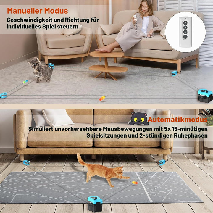 ITSHINY Katzenspielzeug Elektrisch, Katzenspielzeug Selbstbeschäftigung mit anpassbaren Laufwegen,US