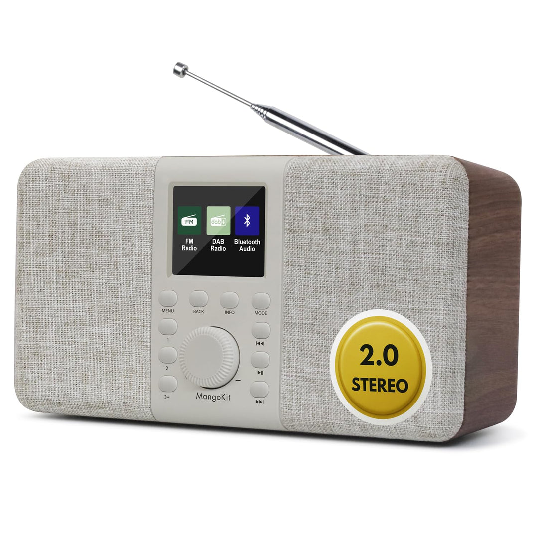 MD5 Stereo DAB Radio mit Bluetooth 5.3 und 2,4" Farbdisplay,Tragbares UKW Digitalradio,2.0 Stereokla