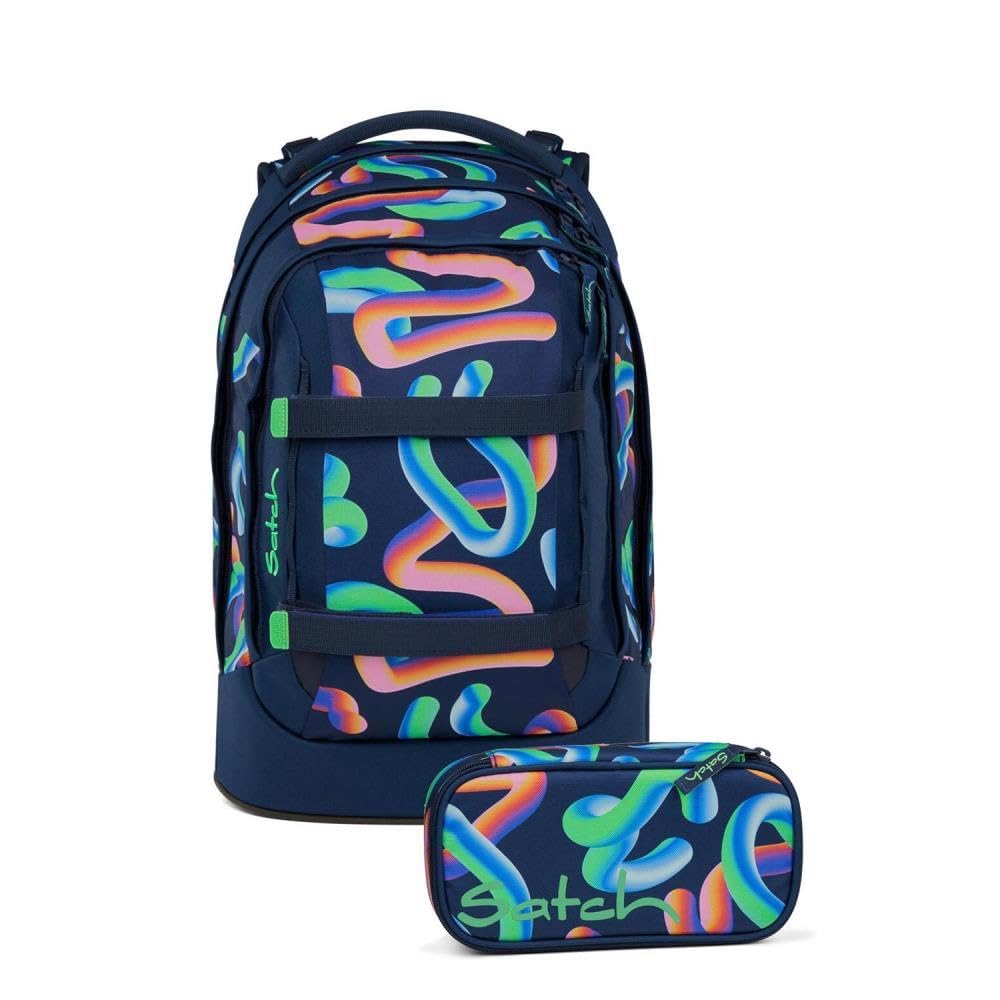 Satch pack Schulrucksack Set 2tlg. inkl. Schlamperbox (Crazy Twist), Crazy Twist