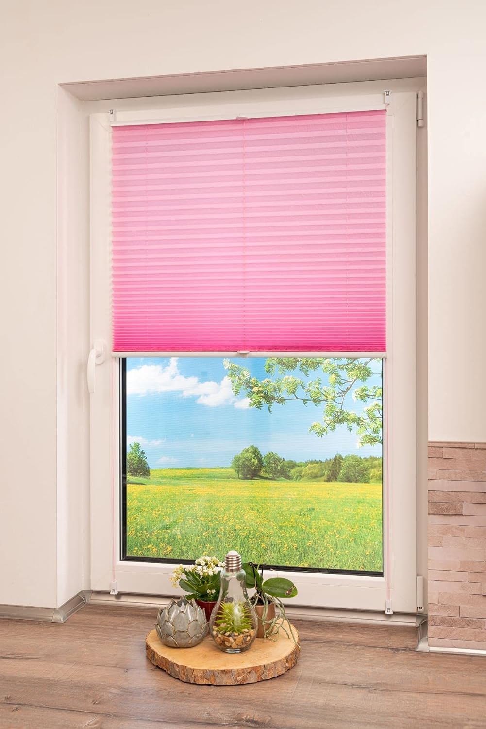 K-home Klemmfix-Plissee, Pink, 80 x 130 cm 80 x 130 cm Pink, 80 x 130 cm Pink