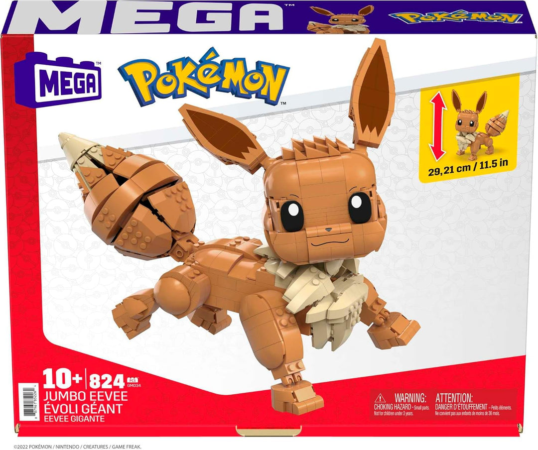 MEGA Construx GMD34 - Pokémon Jumbo Evoli (30cm), Bauset mit beweglicher Figur, Spielzeug ab 10 Jahr