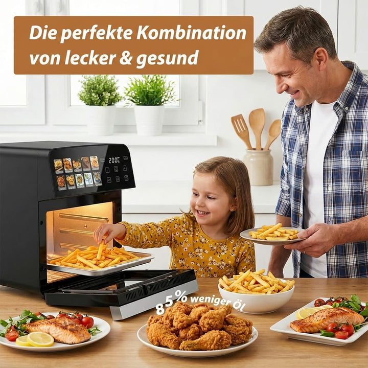 Heissluftfritteuse 10L, Fettfreie Fritteuse mit grosser Kapazität 1800W
