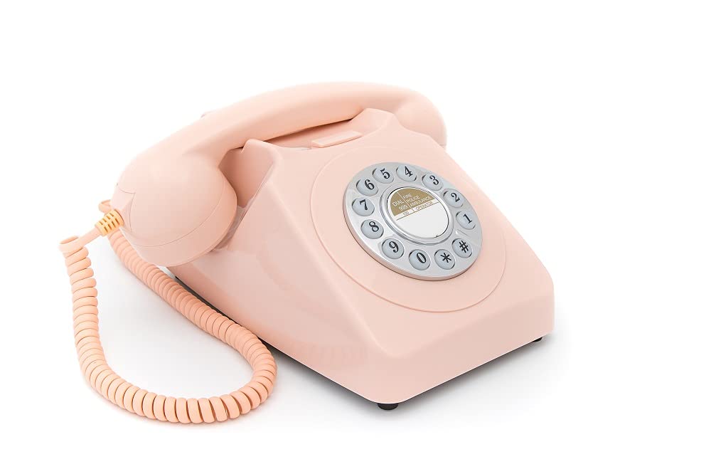 GPO 746PUSHPIN - Nostalgie Telefon im 70er Jahre Design, Rosa Pink Einzelbett, Pink Einzelbett