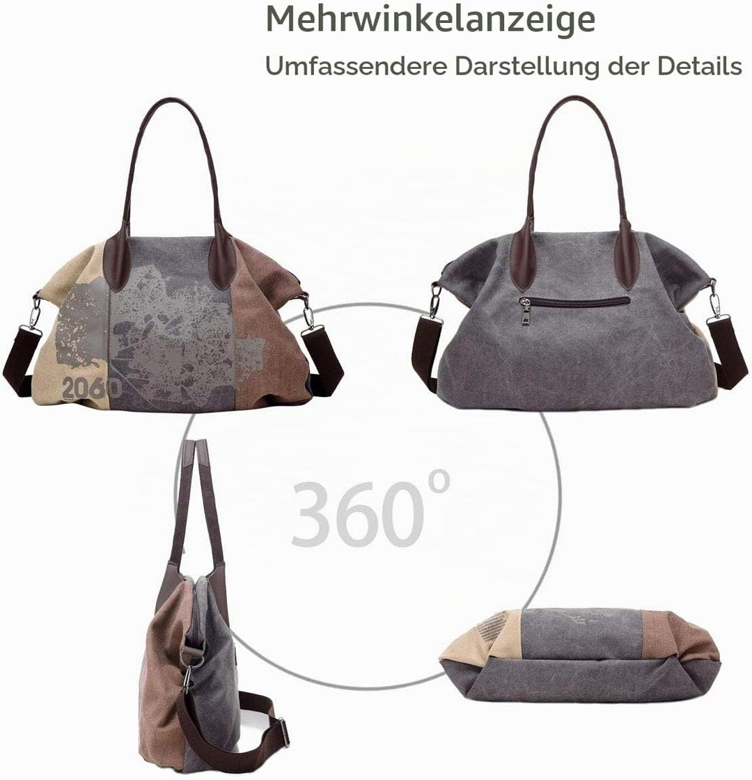 NICOLE &amp; DORIS Canvas Damen Handtasche Henkeltaschen Tragetaschen für Frauen grosse Schultertasche D