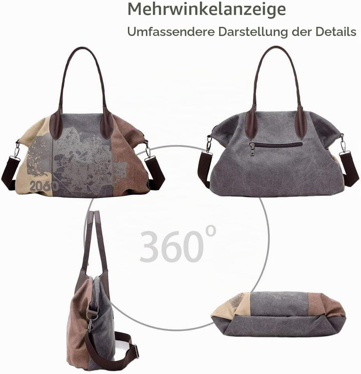 NICOLE &amp; DORIS Canvas Damen Handtasche Henkeltaschen Tragetaschen für Frauen grosse Schultertasche D