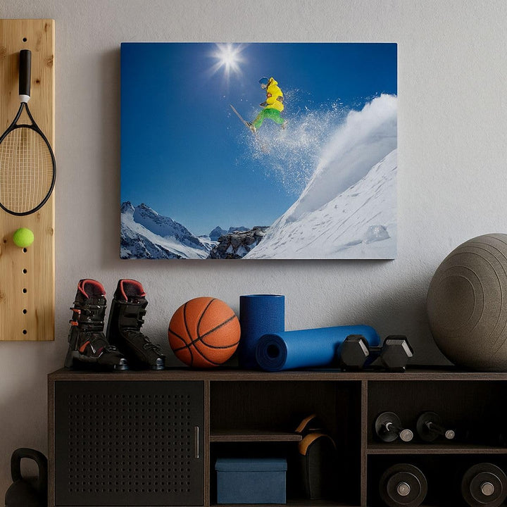 ARTTOR Bilder auf Leinwand Ski Winter Schnee Berg Leinwandbild 70x50cm Wandbilder Dekoration Wohnzim