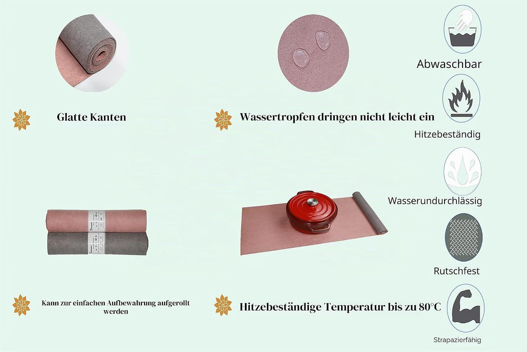 Dekoratives Tischläufer für Esstisch, Abwaschbar | Maschinenwaschbar, Doppelseitig zweifarbig, edle