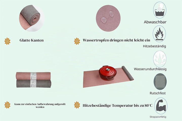 Dekoratives Tischläufer für Esstisch, Abwaschbar | Maschinenwaschbar, Doppelseitig zweifarbig, edle