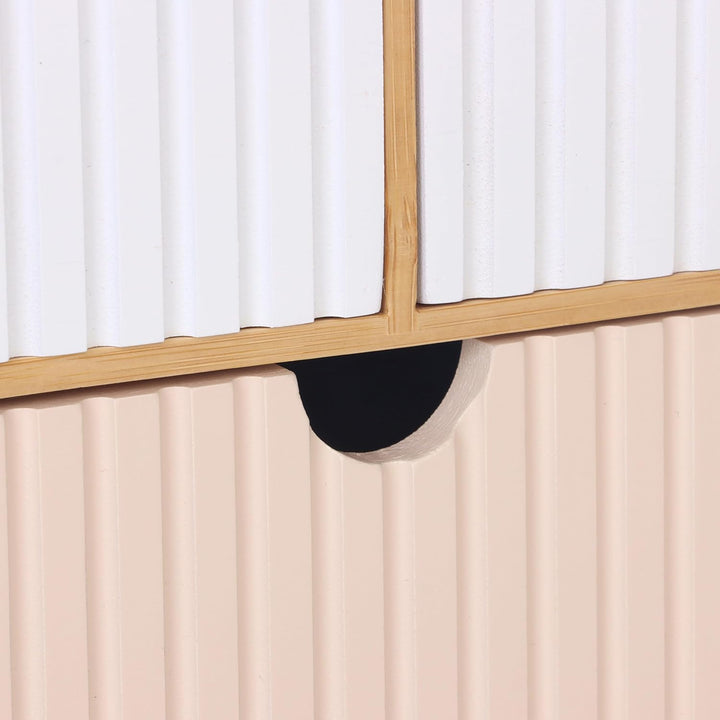 Relaxdays Schubladenbox, Bambus & MDF, 3 geriffelte Schubladen, HBT: 15 x 30 x 20 cm, Schreibtisch O