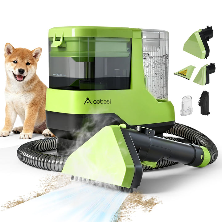 AAOBOSI Waschsauger mit Dampffunktion, 17KPa Teppichreiniger und Polsterreiniger mit Sprachansage, S