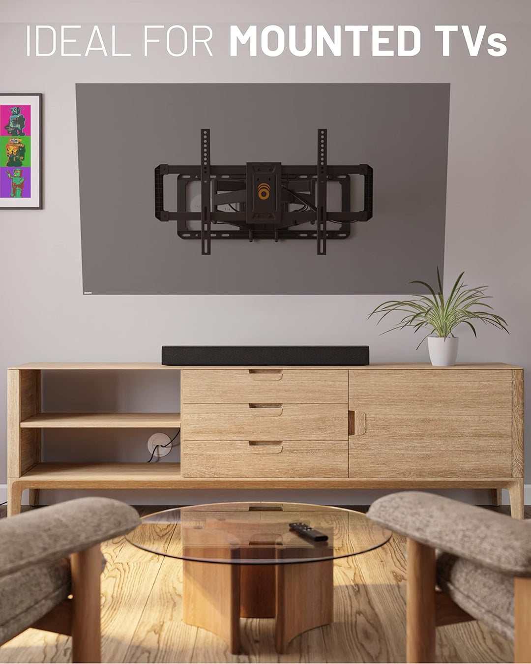 Echogear Kabel-Abdeckung für Wandfernseher - Wand-Kabeltüllen-Kit CMIWG Schwarz, Schwarz
