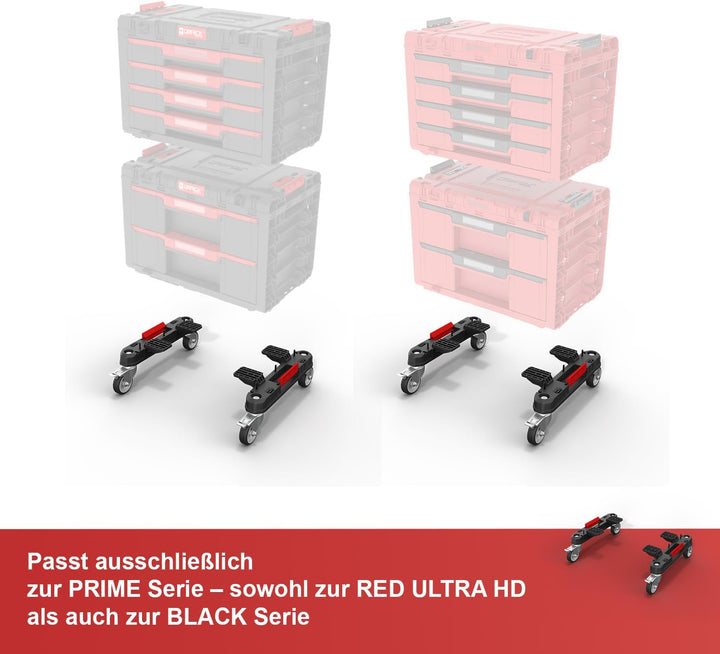 Qbrick System Prime Mobile Adapter Rollbarer Adapter Satz Transportrollen Werkstatt Schwarz