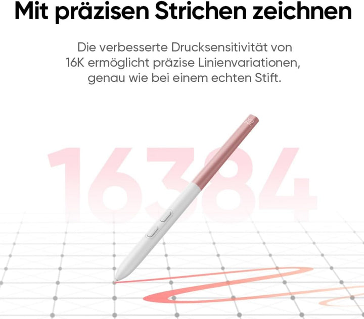 XPPen Artist 12 3rd Zeichentablet mit 11,9 Zoll Display Rosa | X4 Smart Chip Stift, 16384 Druckstufe