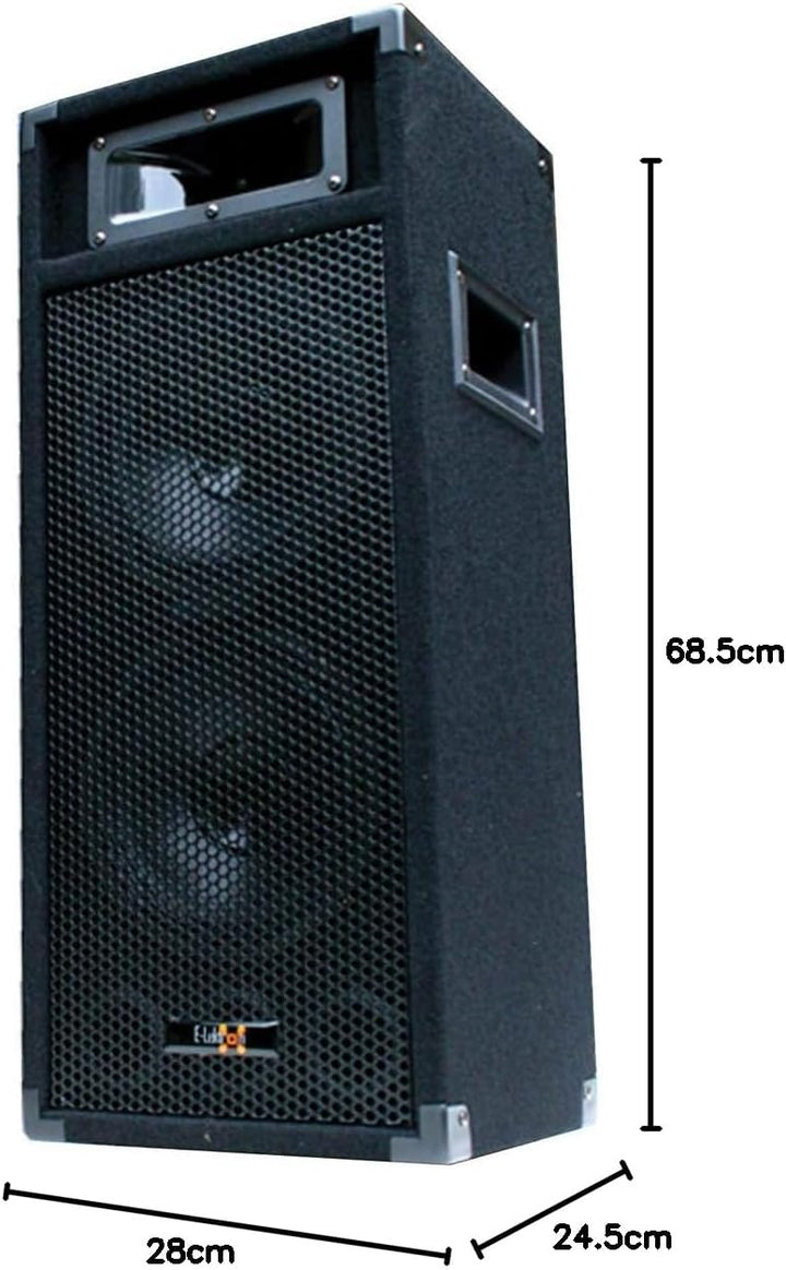 E-Lektron 500W DJ Party Lautsprecher Box doppel 8" Bass PW220