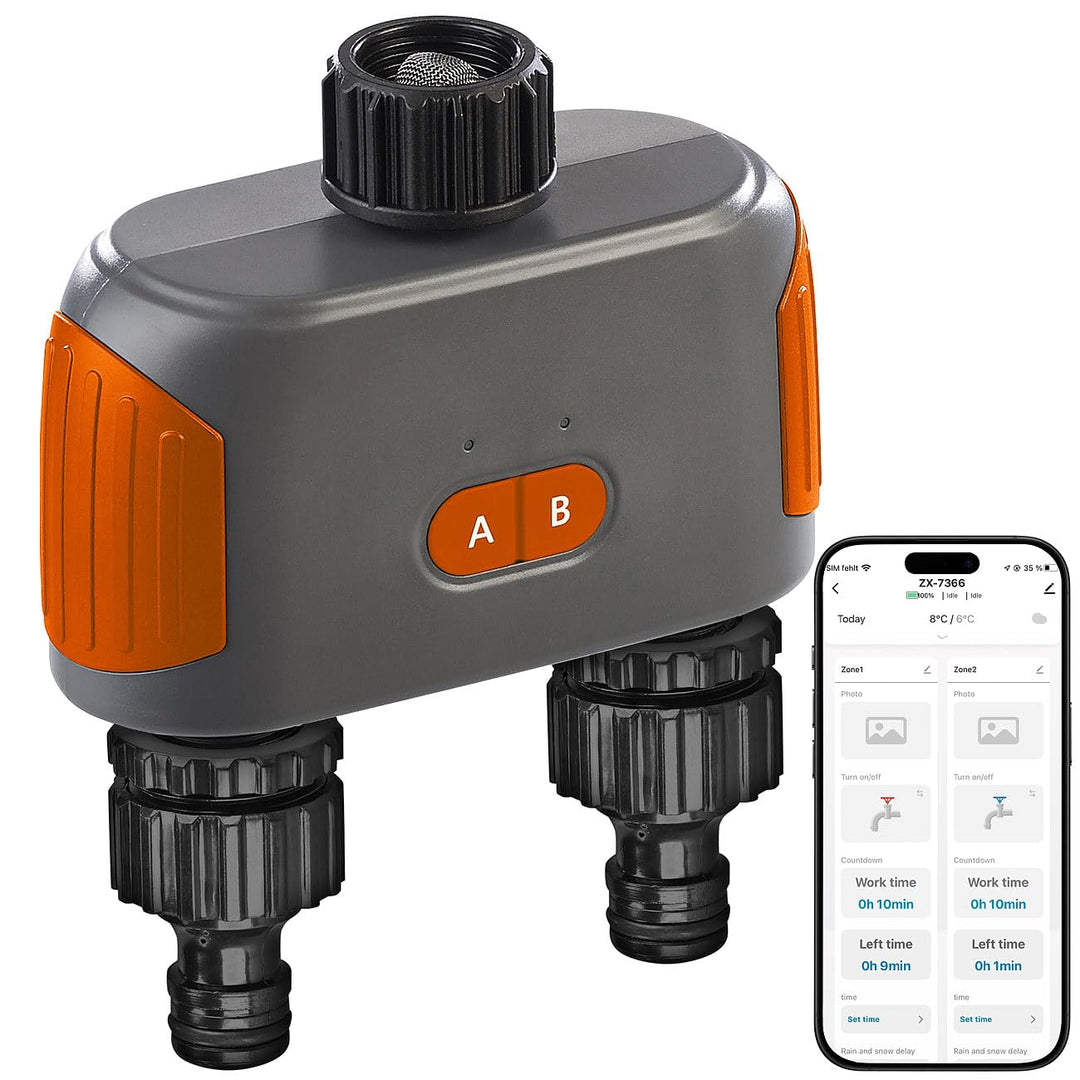 Royal Gardineer Bewässerungscomputer App: 2-Zonen Bewässerungssystem Bluetooth 5, Timer, manuell & A