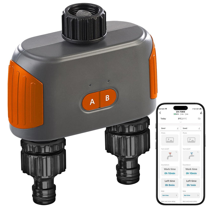 Royal Gardineer Bewässerungscomputer App: 2-Zonen Bewässerungssystem Bluetooth 5, Timer, manuell & A
