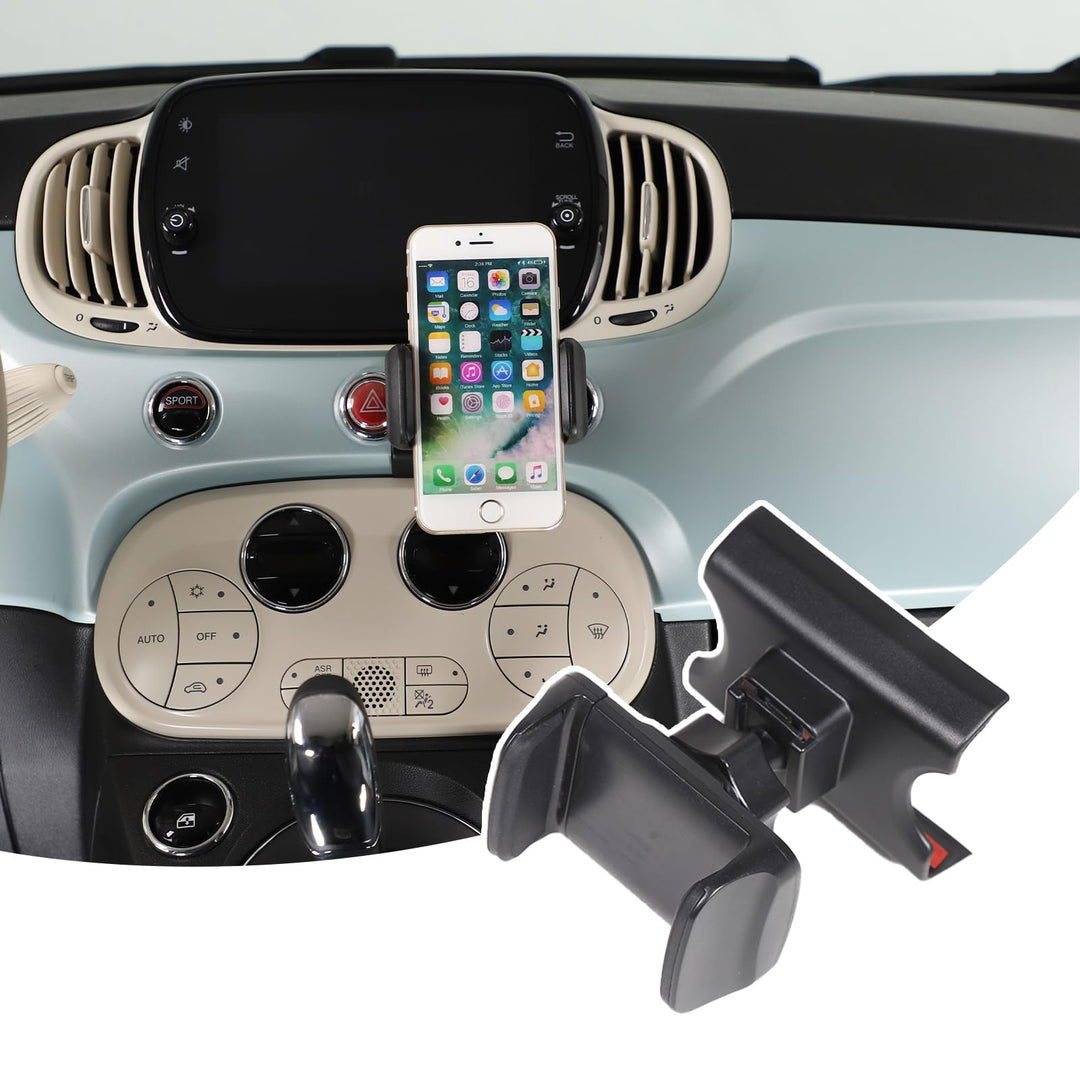 Auto Handyhalterung Kompatibel mit Fiat 500 2016-2024 Mittelkonsole Auto Handy Ständer 360° Drehung