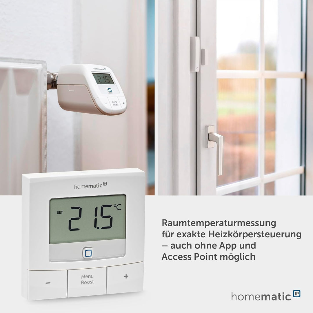 Homematic IP Smart Home Wandthermostat – Basic, digitales Thermostat für Heizkörper per App, Alexa,