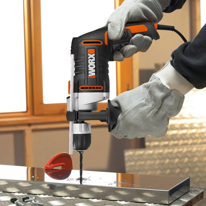 WORX WX328 Schlagbohrmaschine 800W - exaktes Bohren in Holz, Beton & Stahl - einfacher Werkzeugwechs