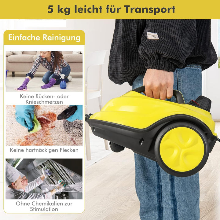 COSTWAY Dampfreiniger 2000W, Reinigungsmaschine 1,8 L Wasserkapazität &amp;13 Zubehörsätze, Bodendampfre