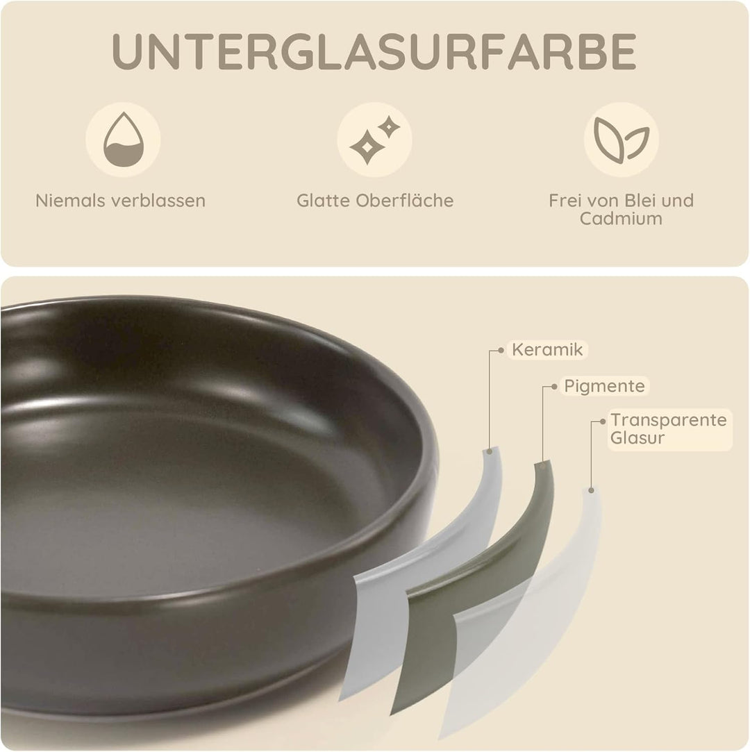SPUNKYJUNKY Katzennäpfe 3 Stück Futternäpfe Keramik Fressnapf für Katzen (Grau), Grau