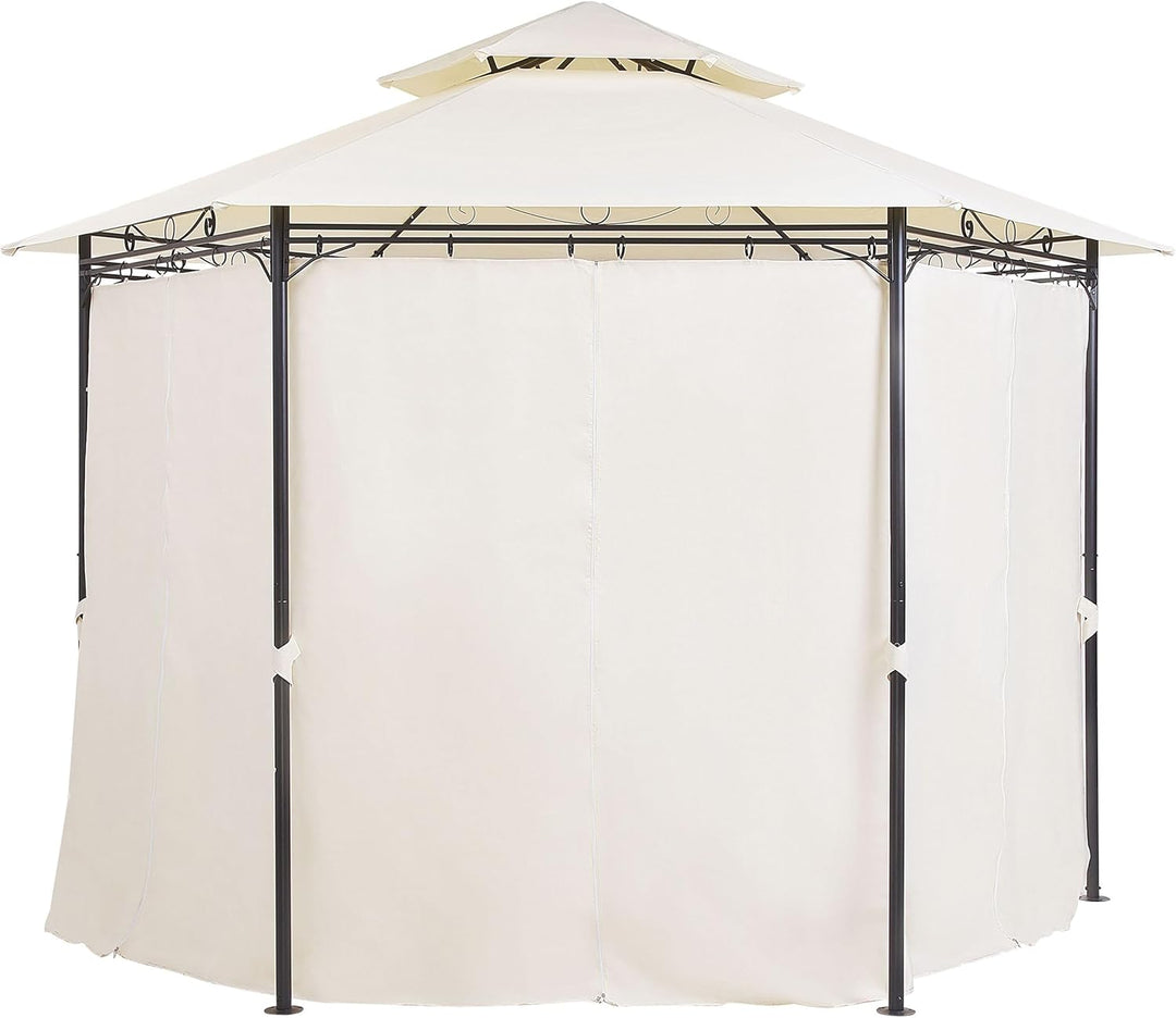 Garten-Pavillon mit Dach und Seitenwänden beige rund moderner Stil Portel