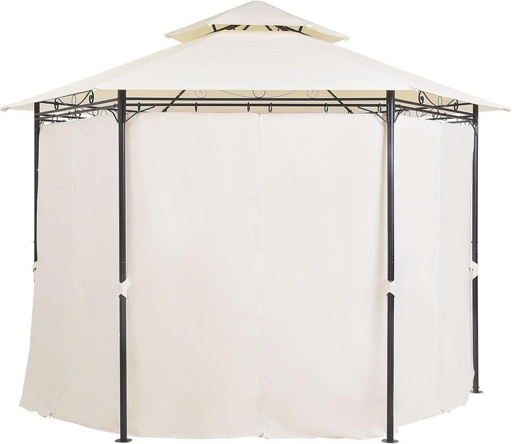 Garten-Pavillon mit Dach und Seitenwänden beige rund moderner Stil Portel