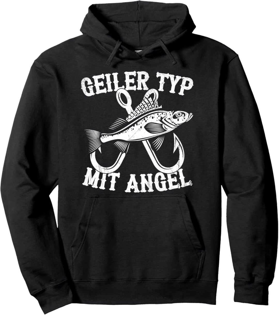 Angeln Fischer Geiler Typ Mit Angel Lustiges Angler Spruch Pullover Hoodie