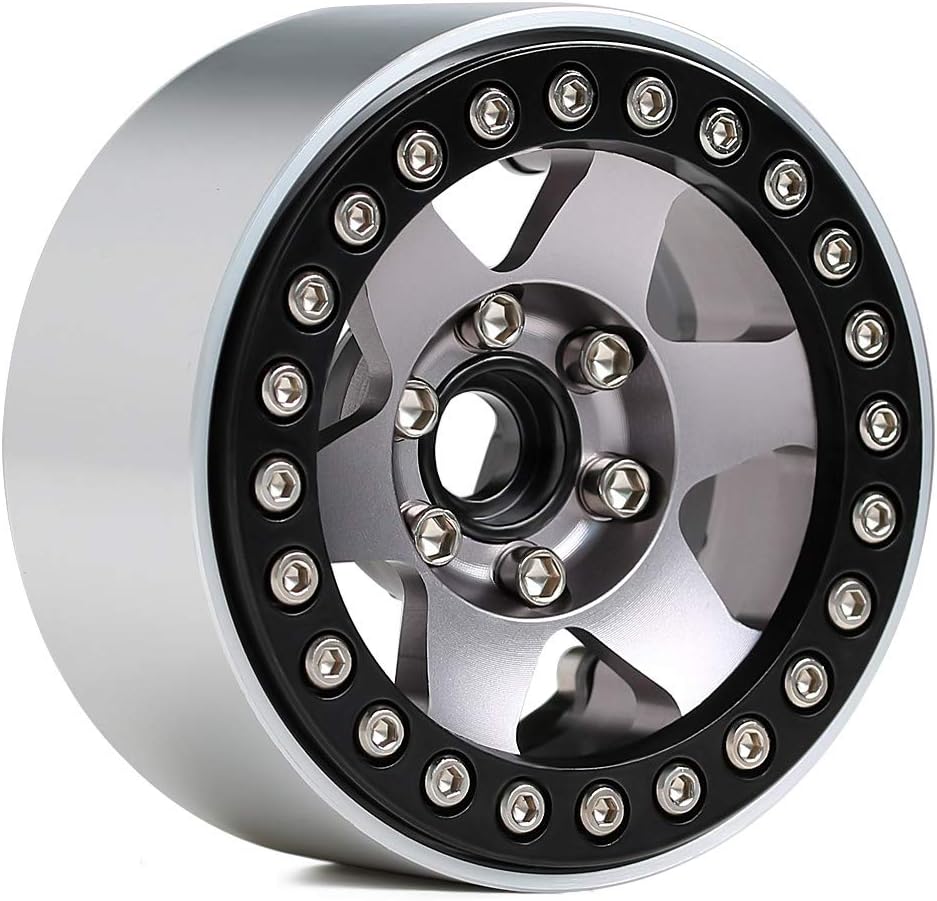 INJORA RC Felge 4pcs 1,9inch Beadlock Felgen Metall Räder Set für 1:10 RC Crawler Axial SCX10 90046