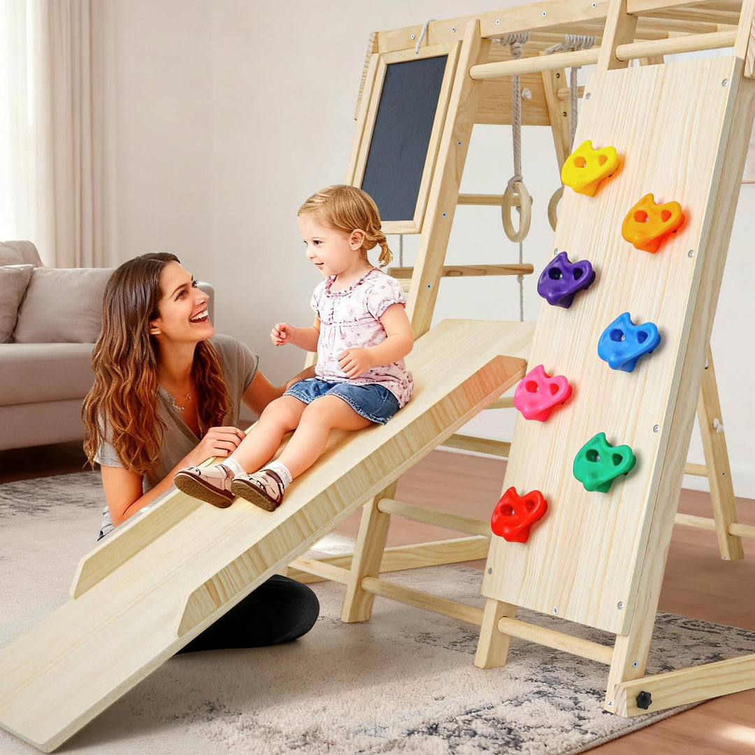 Maxi Klettergerüst Indoor, 10 in 1 Multifunktional Klettergerüst für Kinder, Montessori Indoor-Spiel