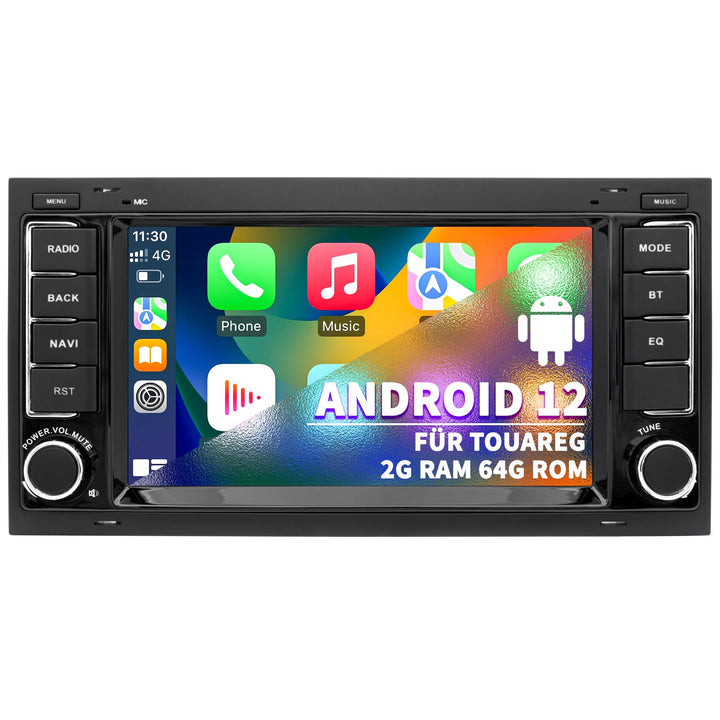 Autoradio für VW Touareg Transporter T5 Multivan, Android 12 System 2G+64G, 7 Zoll Touchscreen, Doub