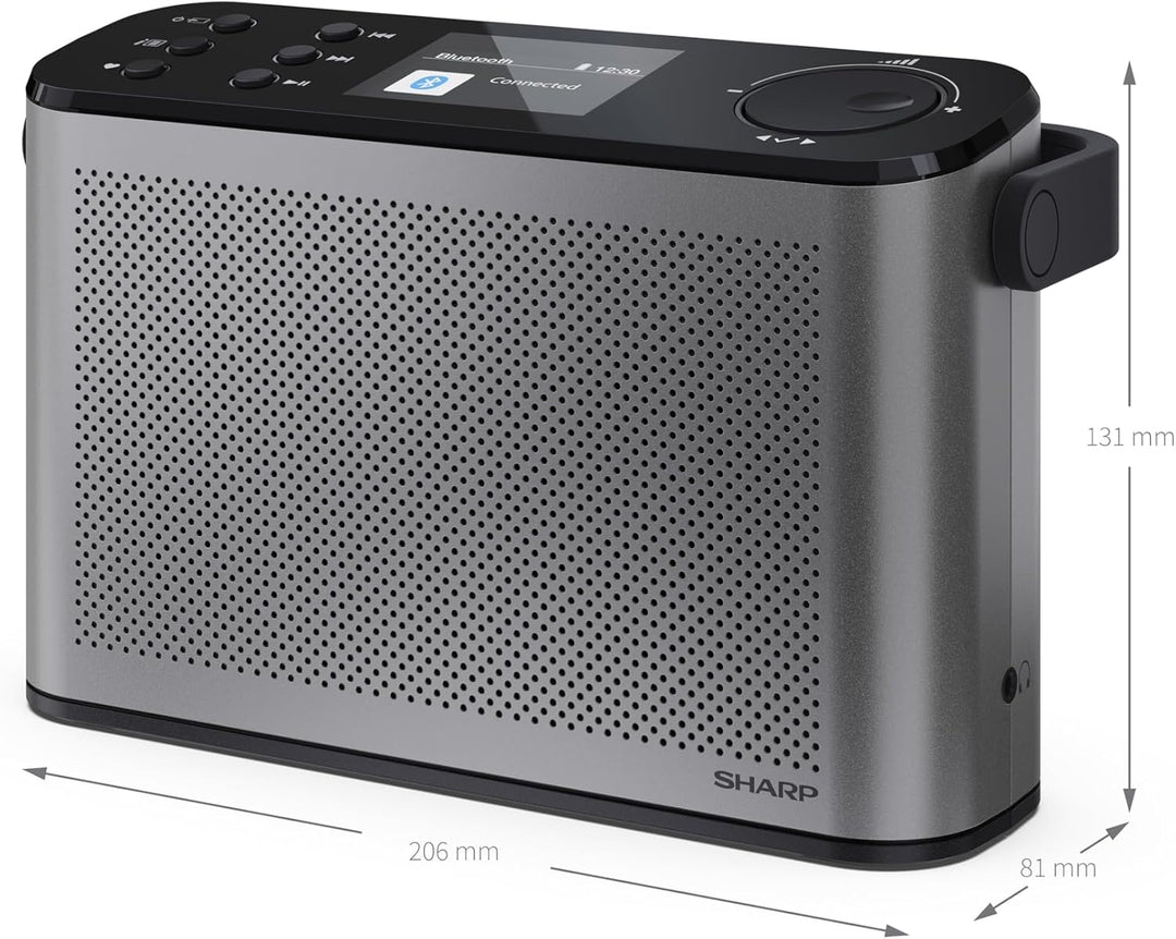 SHARP DR-P540(GY) Osaka Tragbares Digitalradio – DAB+/FM, Bluetooth 5.3, BestTune-Technologie, 120 R