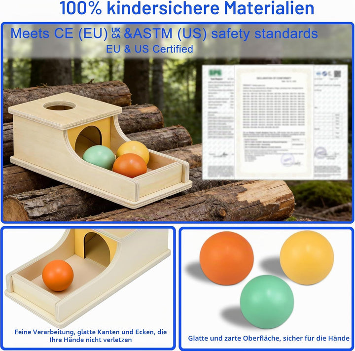 Montessori Spielzeug ab 1 Jahr, Montessori Object Permanence Box, Objektpermanenz Box für Baby 12-18