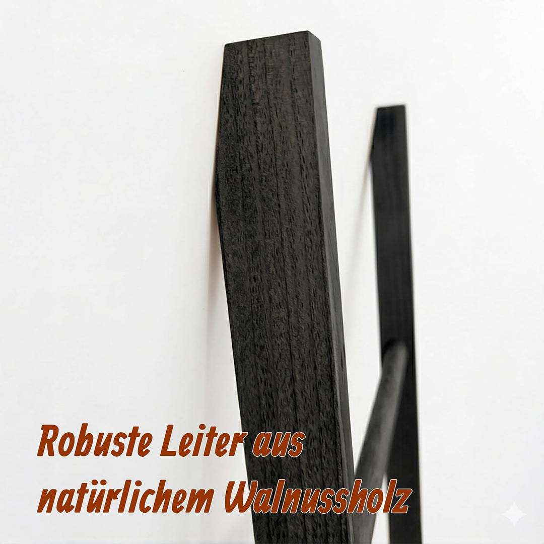 Relaxdays Handtuchleiter, 4 Sprossen, Wäschekorb, HxB: 170 x 50 cm, schwarz | Walnussholz, Badezimme
