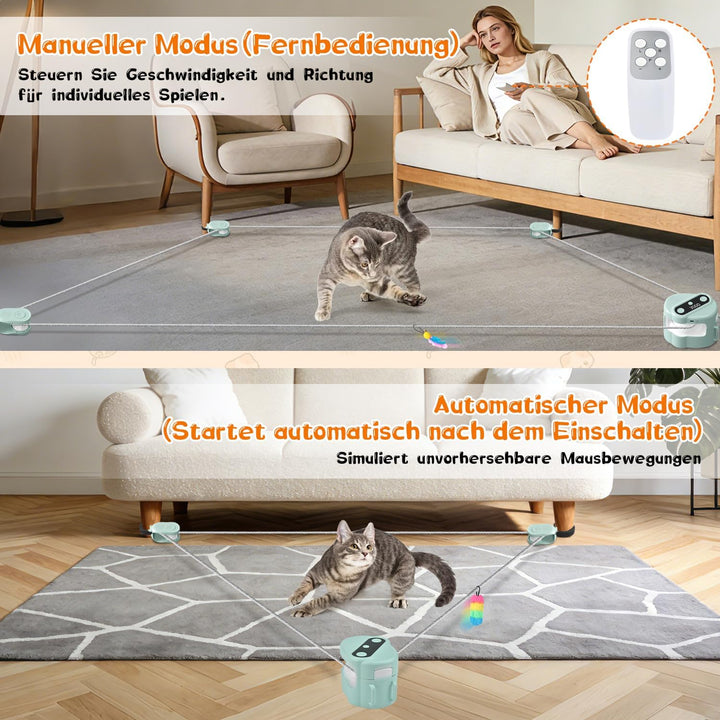 Interaktives Katzenspielzeug, Katzenlaufband Katzenspielzeug Elektrisch mit Fernbedienung, 4 Geschwi