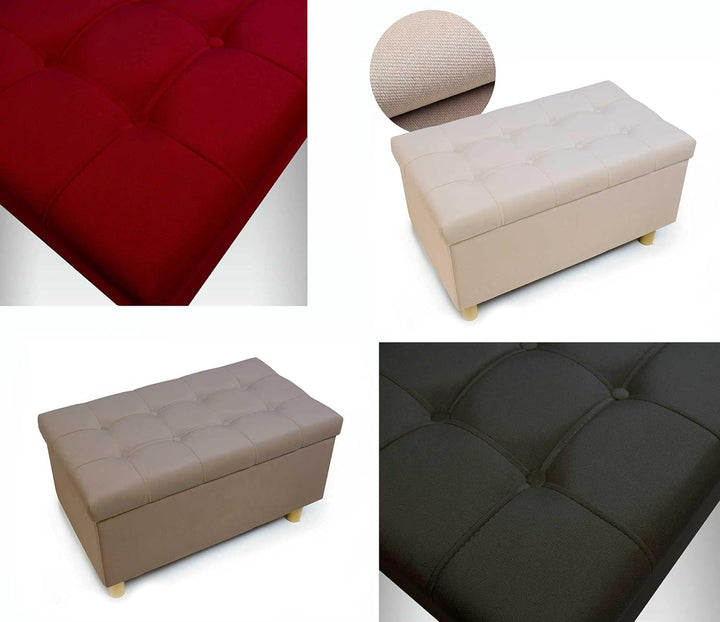 Comfort-Pur Leon Sitzbank Sitzpuff Pouf Sitztruhe mit Stauraum Aufbewahrungsbox (Beige), Beige
