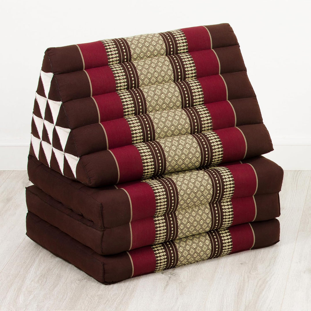 livasia Thaikissen 3 Auflagen extrahoch - 185x55x8cm - Dreieckskissen mit Klappmatratze, Kapok, Jumb