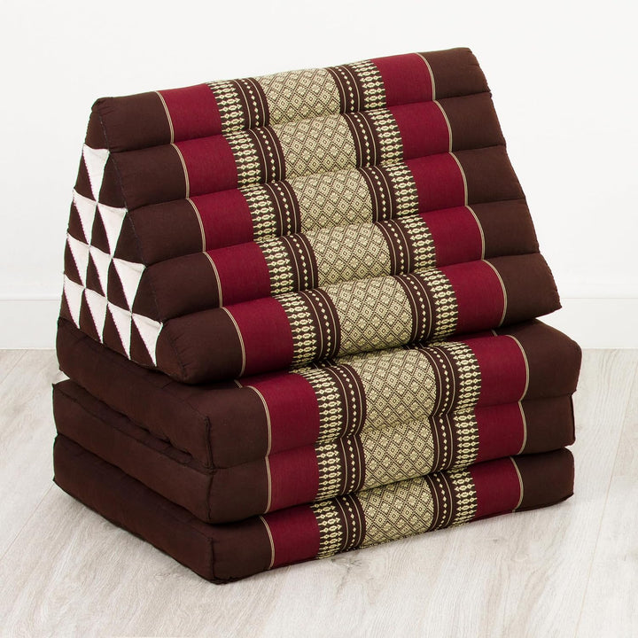 livasia Thaikissen 3 Auflagen extrahoch - 185x55x8cm - Dreieckskissen mit Klappmatratze, Kapok, Jumb