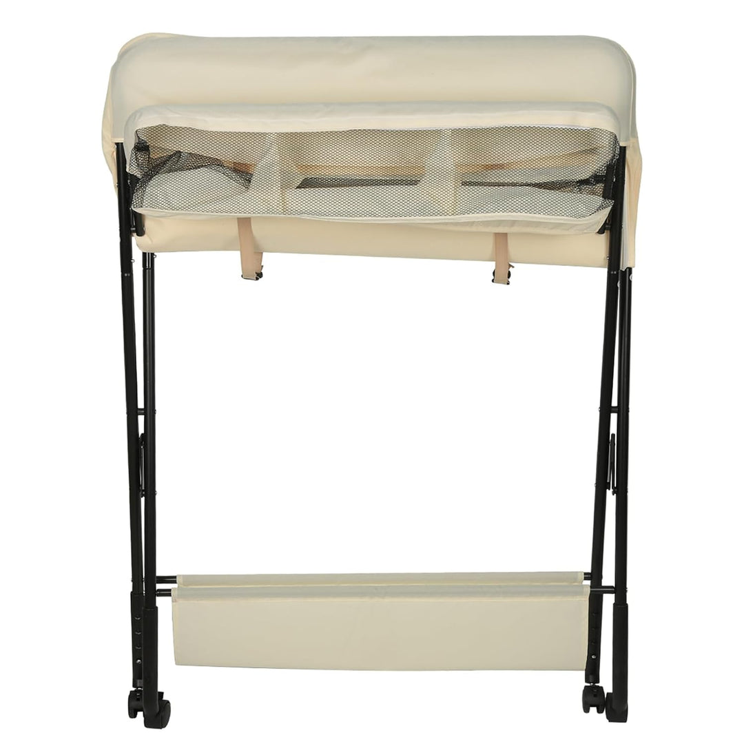 Homewell Baby Wickelkombi Wickelkommode, Mobile Wickeltisch Klappbar, mit Wickelauflage, Sicherheits