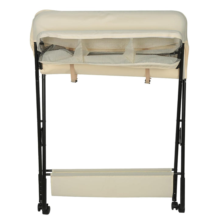 Homewell Baby Wickelkombi Wickelkommode, Mobile Wickeltisch Klappbar, mit Wickelauflage, Sicherheits