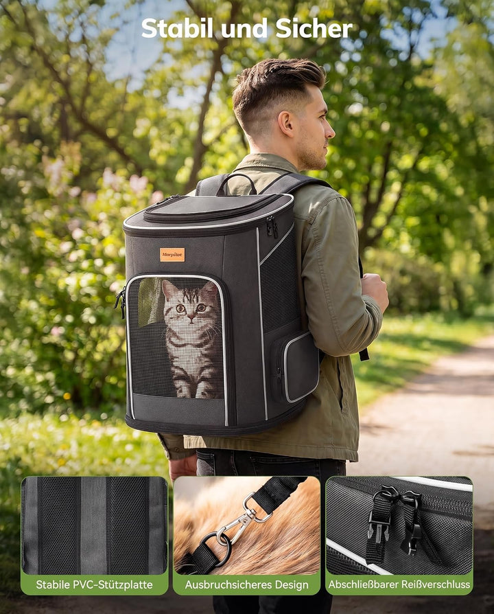 Morpilot Katzenrucksack, Hunderucksack für Katzen und Hunde Welpen, Atmungsaktive und Faltbare Haust