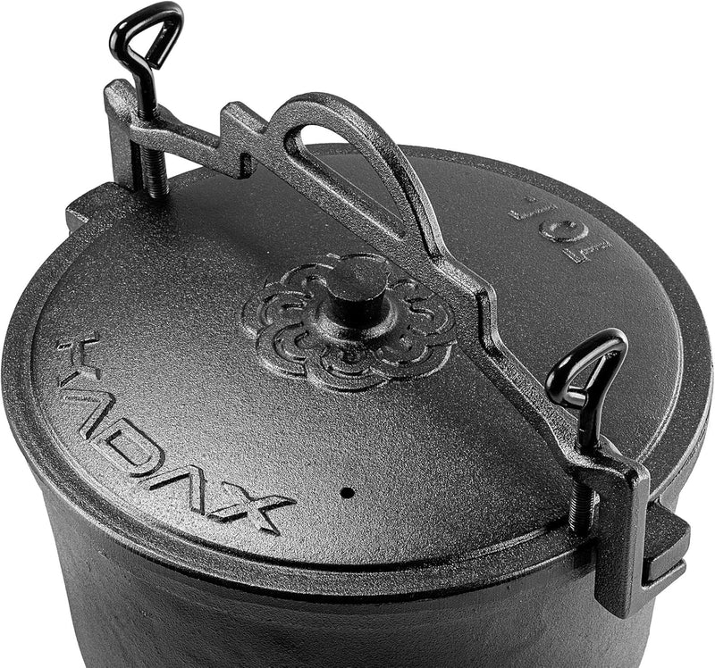 KADAX Jagdkessel 10L, Gusseisen Kochtopf mit Füssen, Schmortopf aus Gusseisen, Dutch Oven für Garten